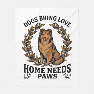 Dog Love Shirt Vintage Engraving Laurel Design (2) Fleece Blanket