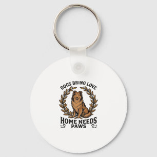 Dog Love Shirt Vintage Engraving Laurel Design (2) Key Ring
