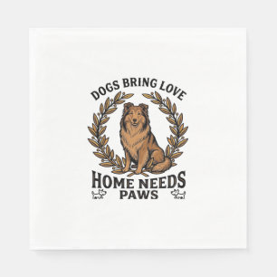 Dog Love Shirt Vintage Engraving Laurel Design (2) Napkin