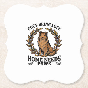 Dog Love Shirt Vintage Engraving Laurel Design (2) Paper Coaster