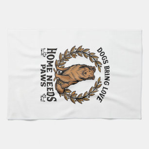 Dog Love Shirt Vintage Engraving Laurel Design (2) Tea Towel