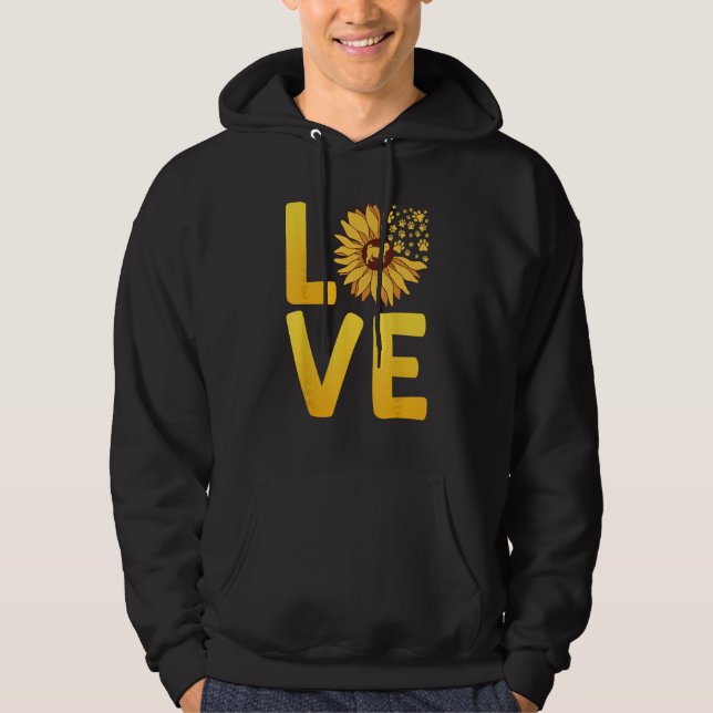 Dog LOVE Spring Fan Dog  Doggie Sunflower Dog Mom Hoodie (Front)