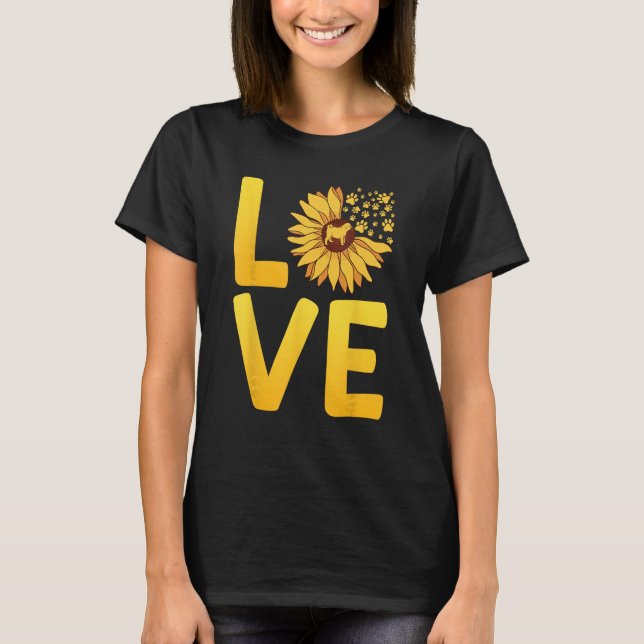 Dog LOVE Spring Fan Dog  Doggie Sunflower Dog Mom T-Shirt (Front)