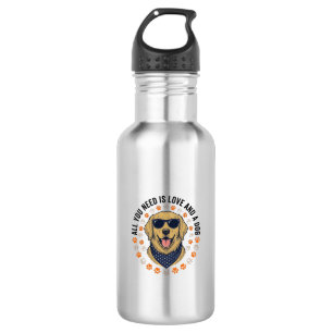 Dog Love Vintage Retriever Paw Print Shirt Design 532 Ml Water Bottle