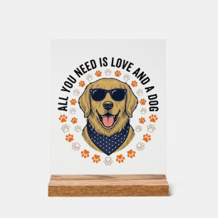 Dog Love Vintage Retriever Paw Print Shirt Design Acrylic Sign