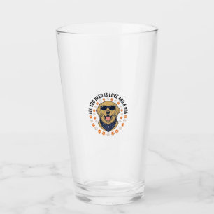 Dog Love Vintage Retriever Paw Print Shirt Design Glass