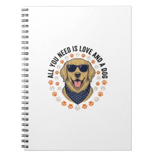 Dog Love Vintage Retriever Paw Print Shirt Design Notebook