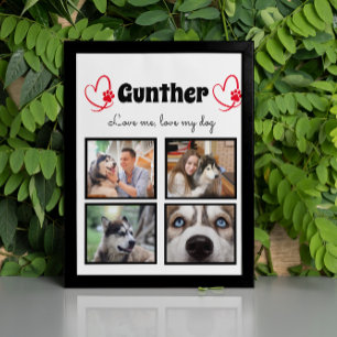 Dog lover 4 photo customised collage tabletop plaque