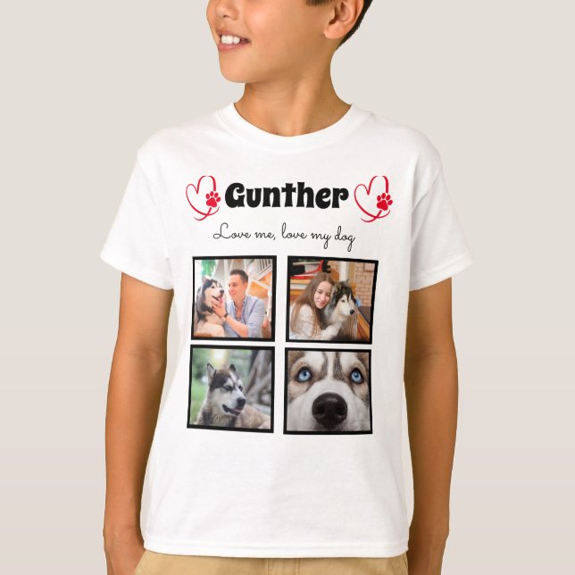 Dog lover 4 photo customised collage tshirt boys (Front)