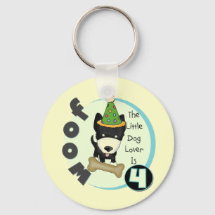 Dog Lover 4th Birthday T-shirts and Gifts Key Ring