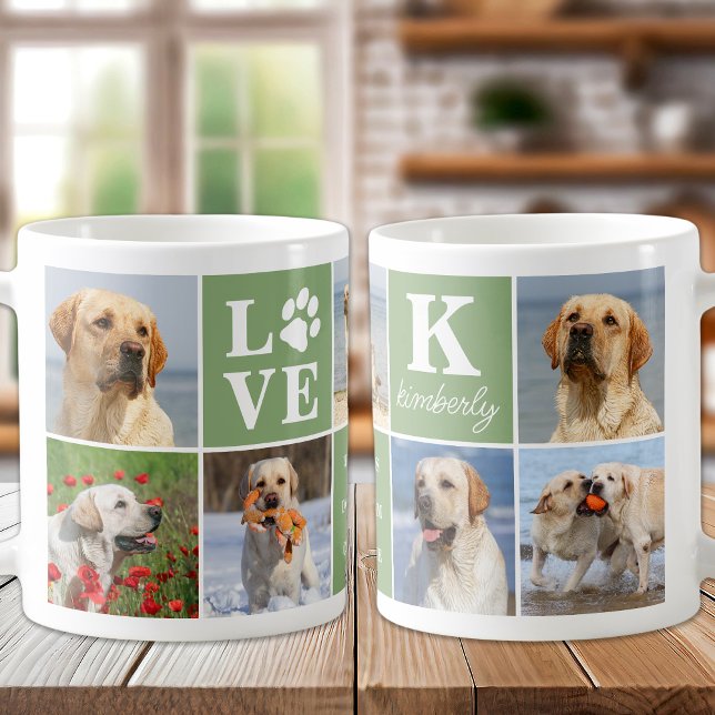 Dog Lover 7 Photo Collage Personalised Monogram  Coffee Mug (Creator Uploaded)