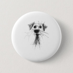 Dog Lover Abstract Scribble Art Cute Puppy Puppy 6 Cm Round Badge