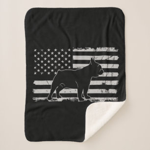 Dog Lover American Flag French Bulldog Patriotic Sherpa Blanket