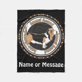 Dog Lover Basset Hound Custom Name / Message Fleece Blanket