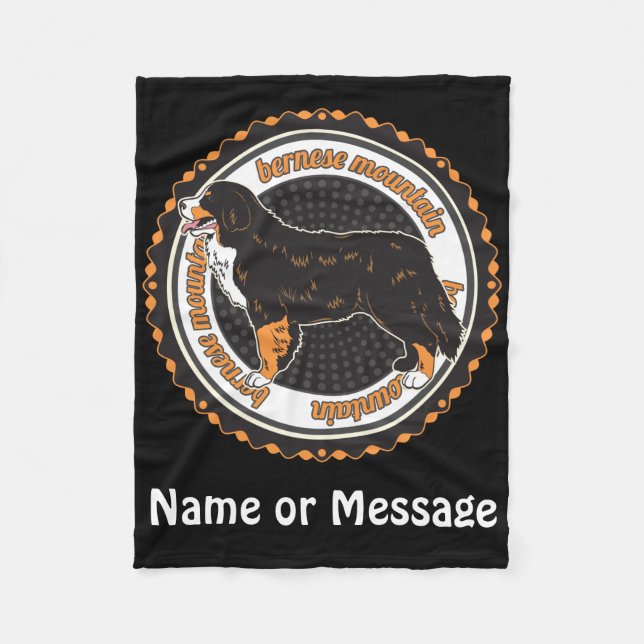 Dog Lover Bernese Mountain Custom Name / Message Fleece Blanket (Front)