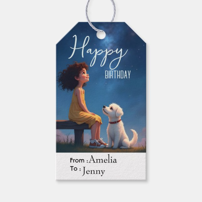 Dog lover Birthday  Gift Tags (Front)