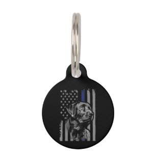 Dog Lover   Black Labrador American Flag Thin Line Pet Tag