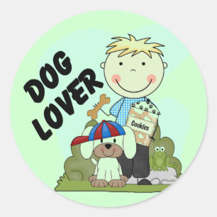 Dog Lover Blonde Boy T shirts and Gifts Classic Round Sticker