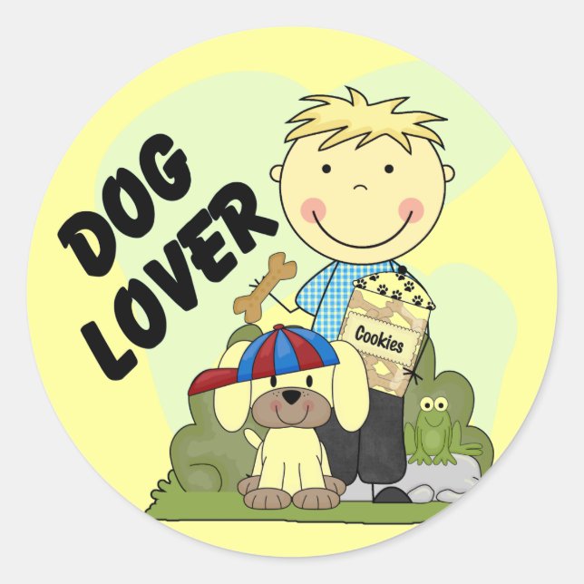Dog Lover Blonde Boy T shirts and Gifts Classic Round Sticker (Front)
