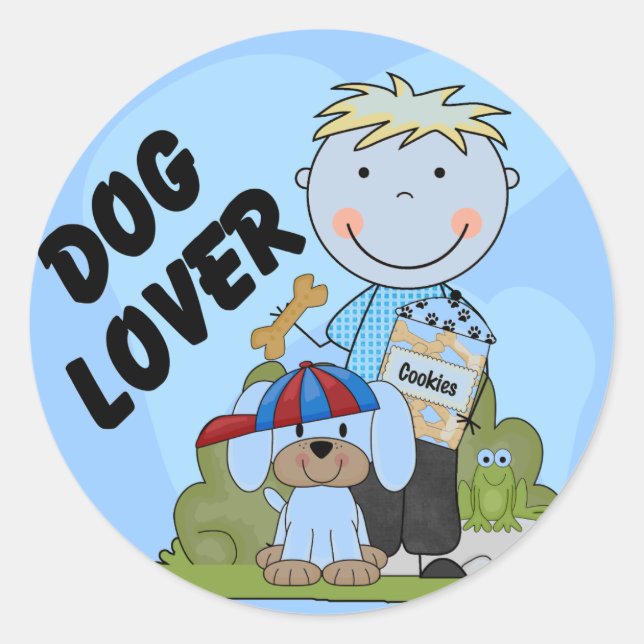 Dog Lover Blonde Boy T shirts and Gifts Classic Round Sticker (Front)