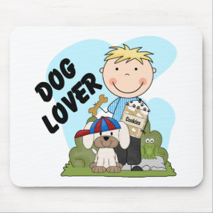 Dog Lover Blonde Boy T shirts and Gifts Mouse Mat