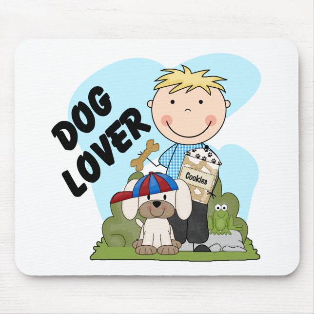 Dog Lover Blonde Boy T shirts and Gifts Mouse Mat (Front)