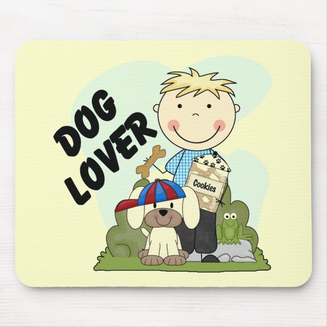 Dog Lover Blonde Boy T shirts and Gifts Mouse Mat (Front)