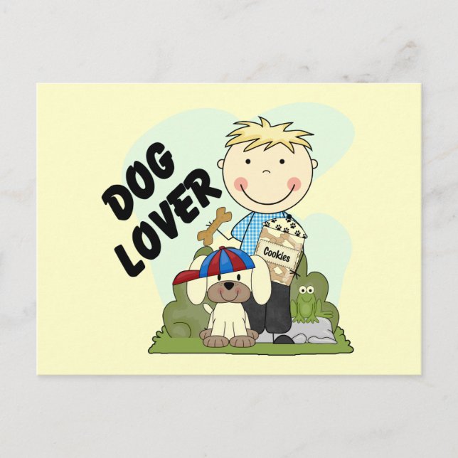 Dog Lover Blonde Boy T shirts and Gifts Postcard (Front)