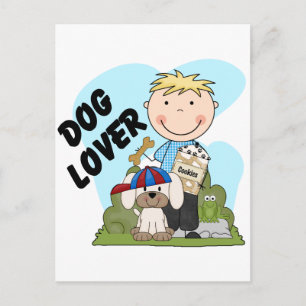Dog Lover Blonde Boy T shirts and Gifts Postcard