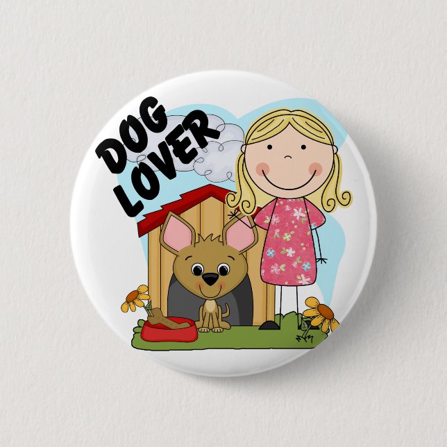 Dog Lover Blonde Girl T-shirts and Gifts 6 Cm Round Badge (Front)
