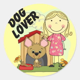 Dog Lover Blonde Girl T-shirts and Gifts Classic Round Sticker