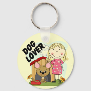 Dog Lover Blonde Girl T-shirts and Gifts Key Ring