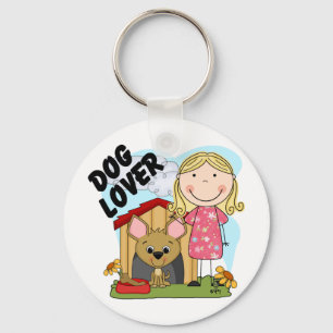 Dog Lover Blonde Girl T-shirts and Gifts Key Ring