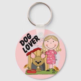 Dog Lover Blonde Girl T-shirts and Gifts Key Ring