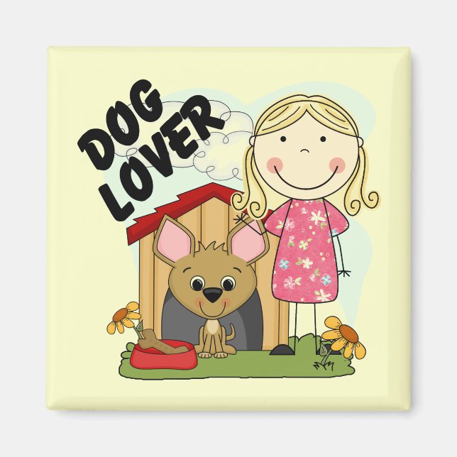 Dog Lover Blonde Girl T-shirts and Gifts Magnet (Front)