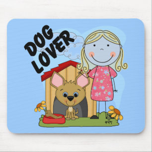 Dog Lover Blonde Girl T-shirts and Gifts Mouse Mat