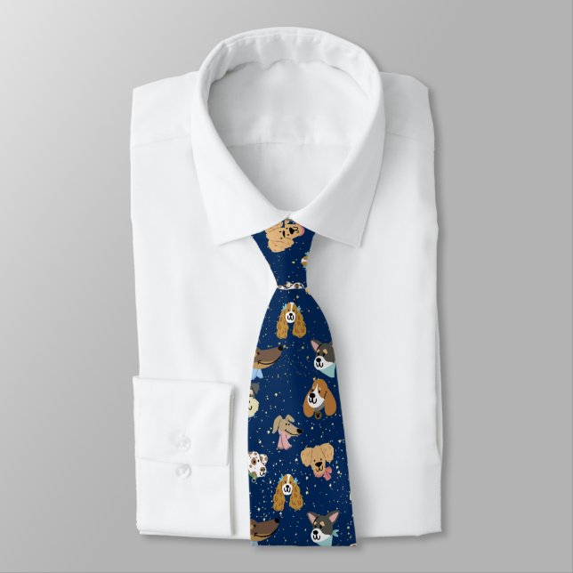 DOG LOVER BLUE NECK TIE (Tied)