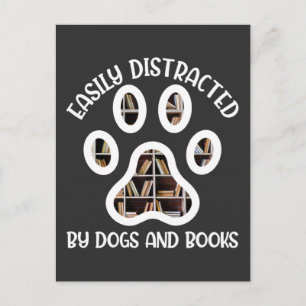 Dog Lover Book Reader Bookworm Animal Paw Postcard