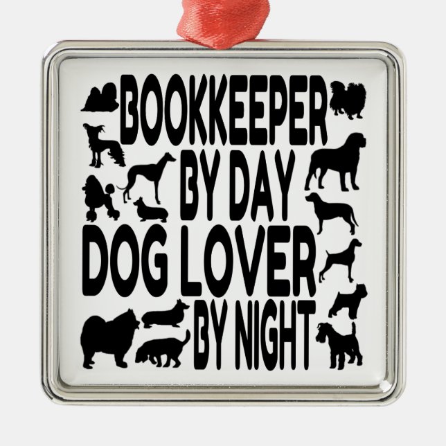 Dog Lover Bookkeeper Metal Tree Decoration (Front)