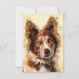 Dog Lover Border Collie Art RSVP Card