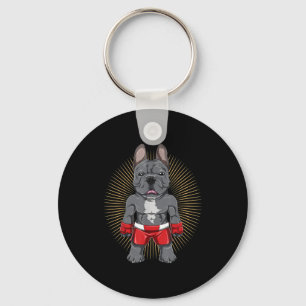 Dog Lover Brave French Bulldog Fighter Key Ring