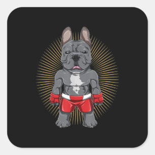 Dog Lover Brave French Bulldog Fighter Square Sticker