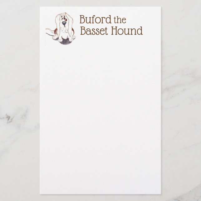 dog lover Buford the basset hound stationery (Front)