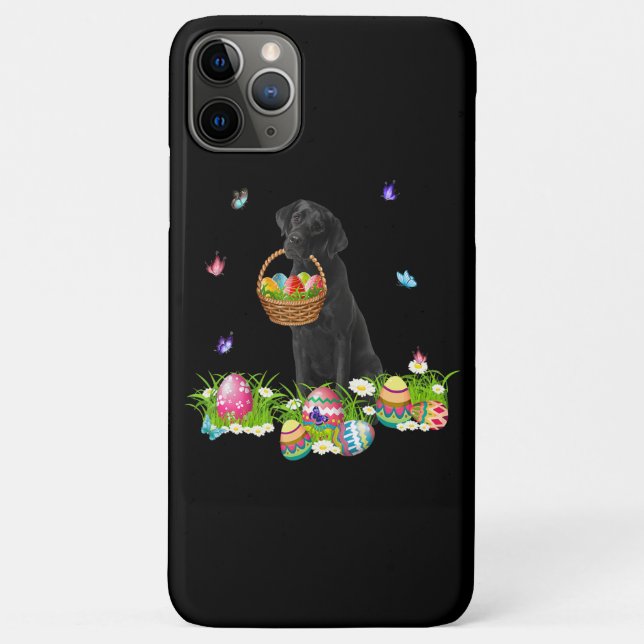 Dog Lover | Bunny Black Labrador Dog & Easter Eggs Case-Mate iPhone Case (Back)