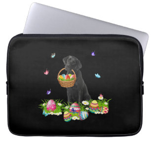 Dog Lover Bunny Black Labrador Dog & Easter Eggs Laptop Sleeve