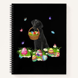 Dog Lover Bunny Black Labrador Dog & Easter Eggs Notebook