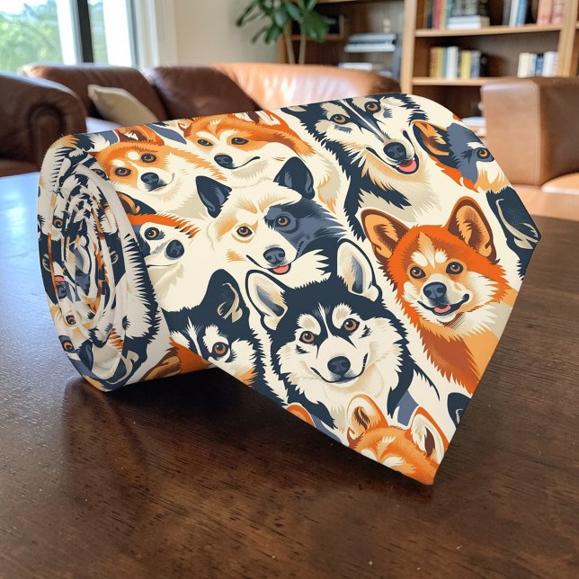 Dog Lover Canine Retro Custom Tie (Creator Uploaded)