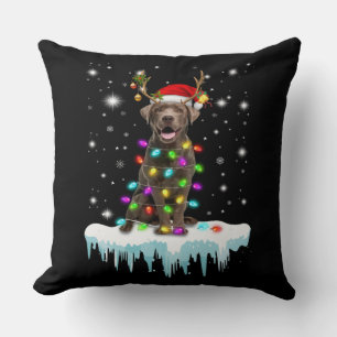 Dog Lover Chocolate Labrador Christmas Light Cushion