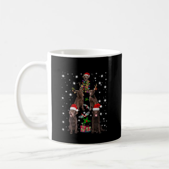 Dog Lover | Chocolate Labrador Christmas Tree Coffee Mug (Left)