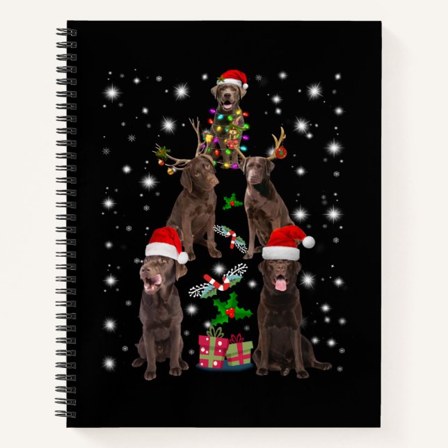 Dog Lover | Chocolate Labrador Christmas Tree Notebook (Front)